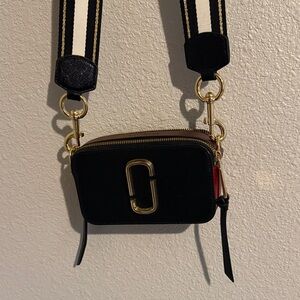 Marc Jacobs Snapshot Black/Red Mini Bag with Gold Accents